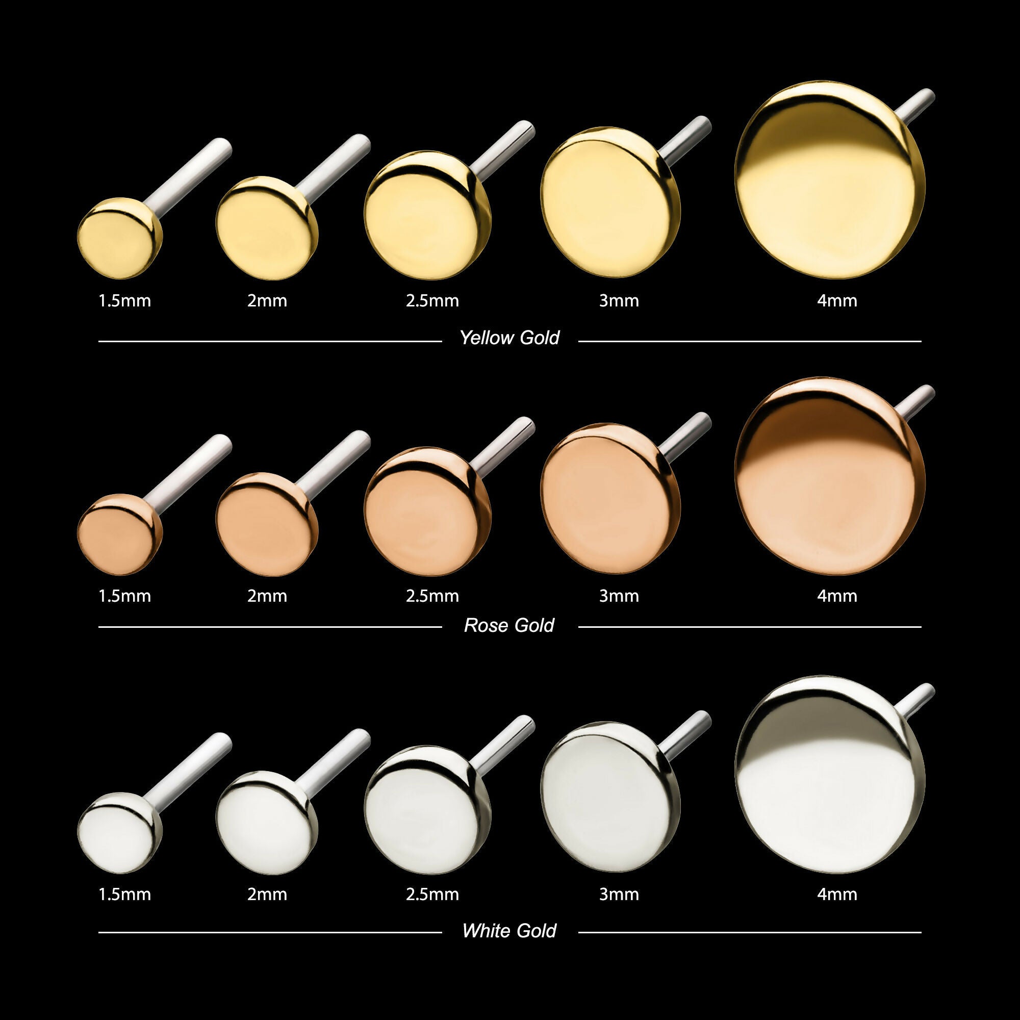 14Kt Gold Threadless Disk Top