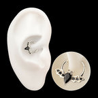 14Kt Gold Flying Bat with Prong Set Black Gem Front Facing Hinged Segment Clicker