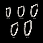 D-Ring Clicker with CNC Set Clear CZ Gem Hoop Earring / Nosering – Titanium