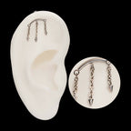 Titanium Threadless Hidden Helix Curved Bar Top with 3 Spiked Chain Dangle