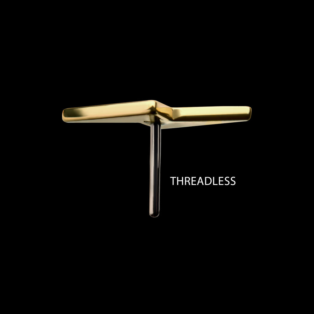 14Kt Gold Threadless with Lightning Bolt Top