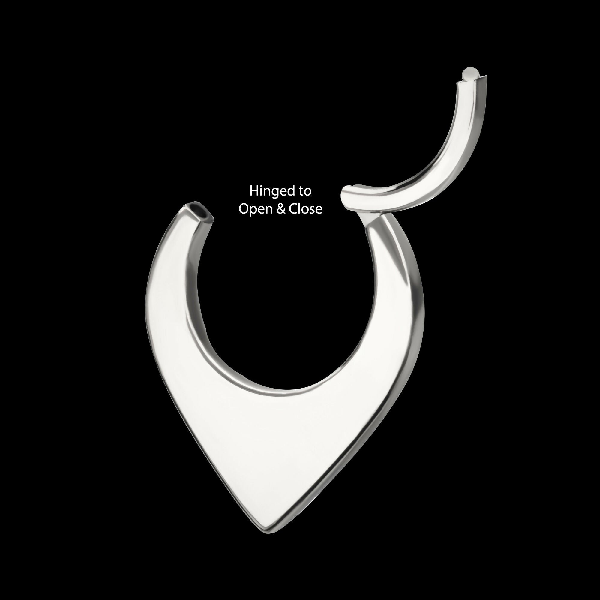 Teardrop Flat Hoop Front Facing Hinged Segment Clicker Earring / Nosering – Titanium