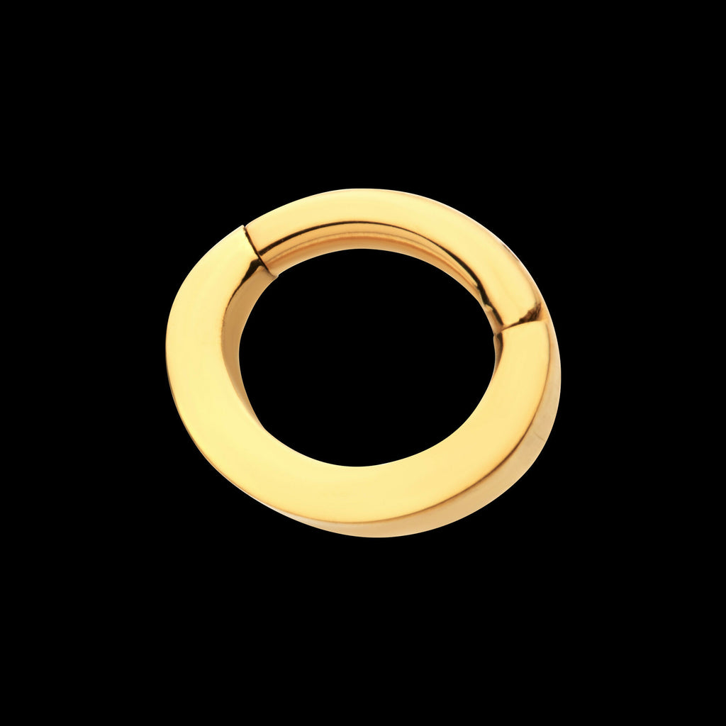 14g 24Kt Gold PVD Titanium Oval Shape Hinged Segment Clicker (for Navel Piercing) Hoop Earring / Nosering
