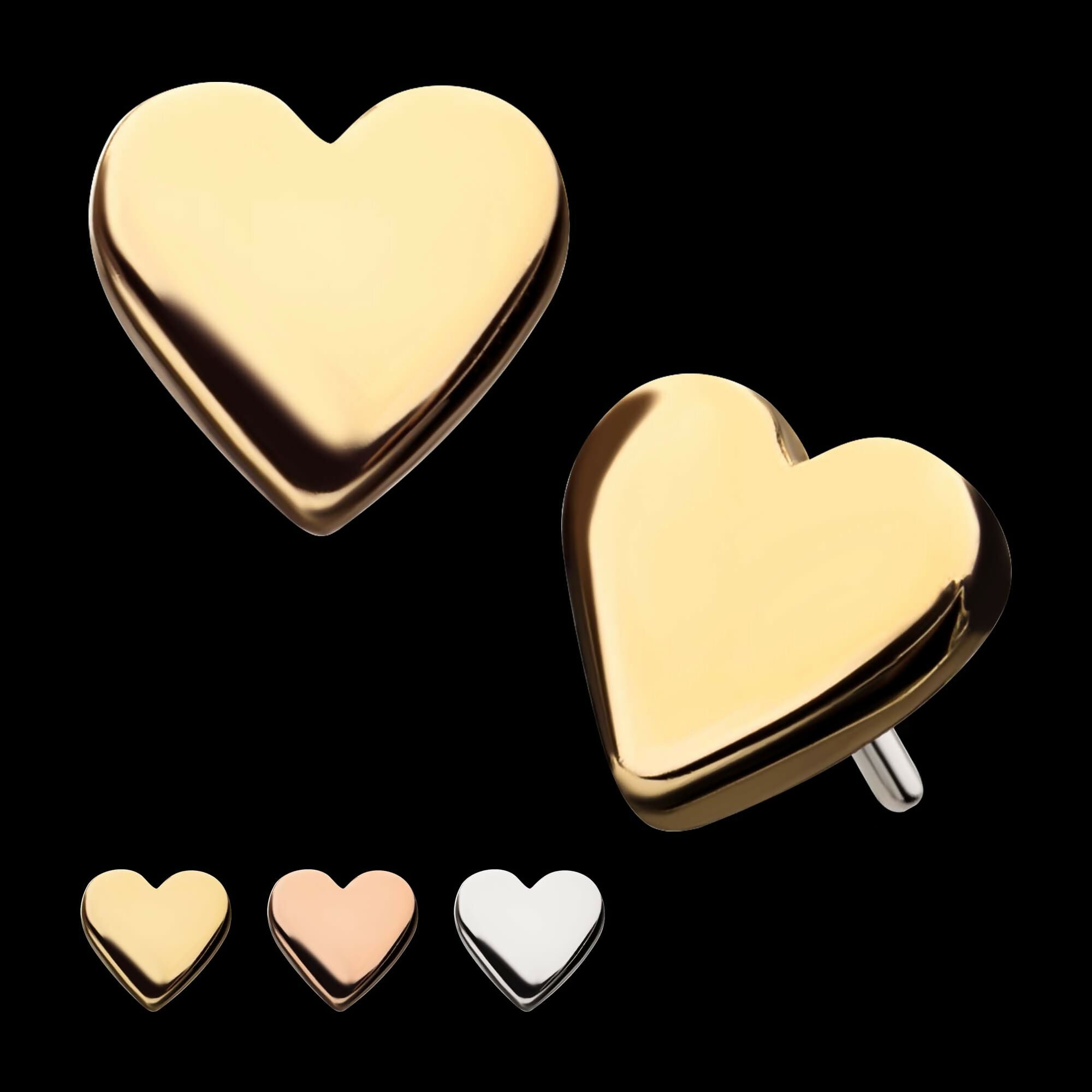 14Kt Gold Threadless Heart Top