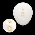 24Kt Gold PVD Titanium Internally Threaded Double Bezel Round with Smooth Rounded Back & Fixed Bottom Navel Earring / Nosering