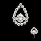 Titanium Threadless Hollow Teardrop Shape Beads with Prong Set CZ Top