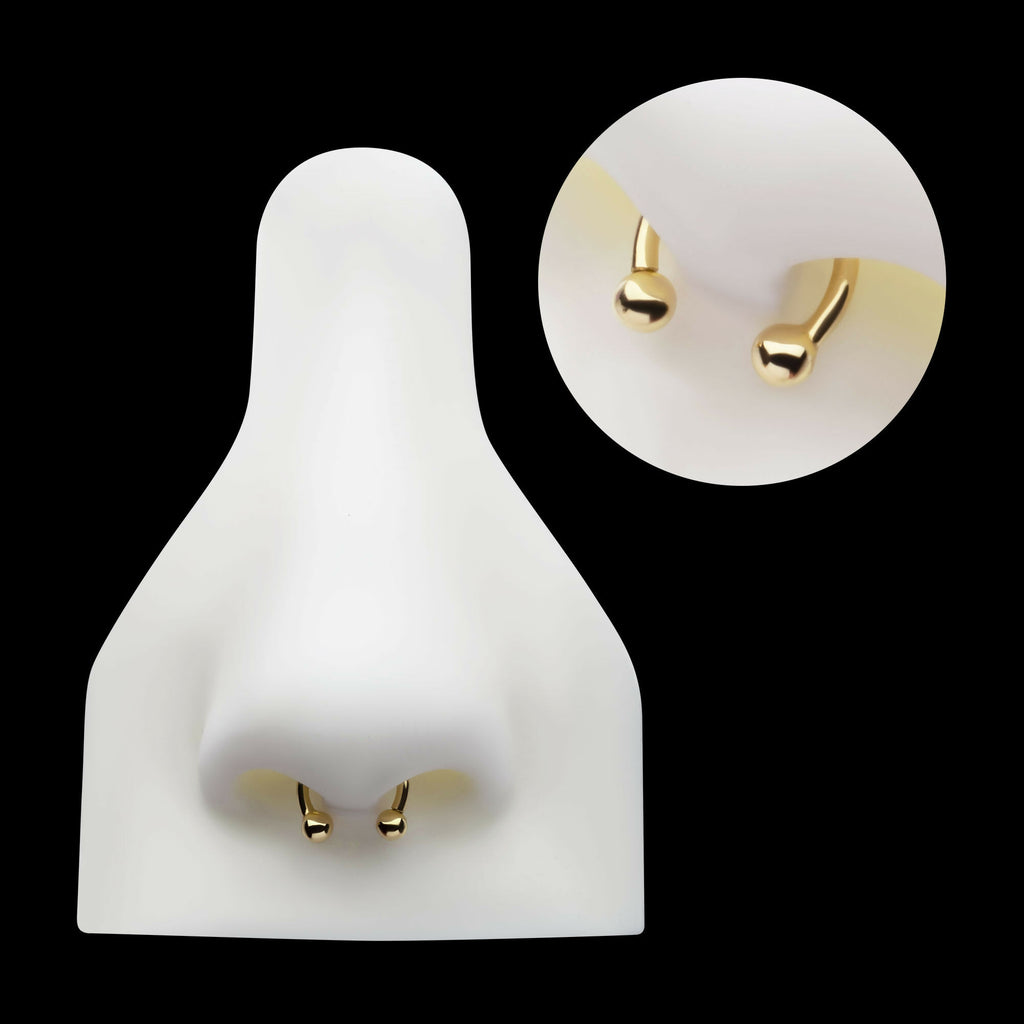 Circular Barbell with One Side Internally Threaded and One Side Fixed Ball End Earring / Nosering – 14Kt Yellow Gold