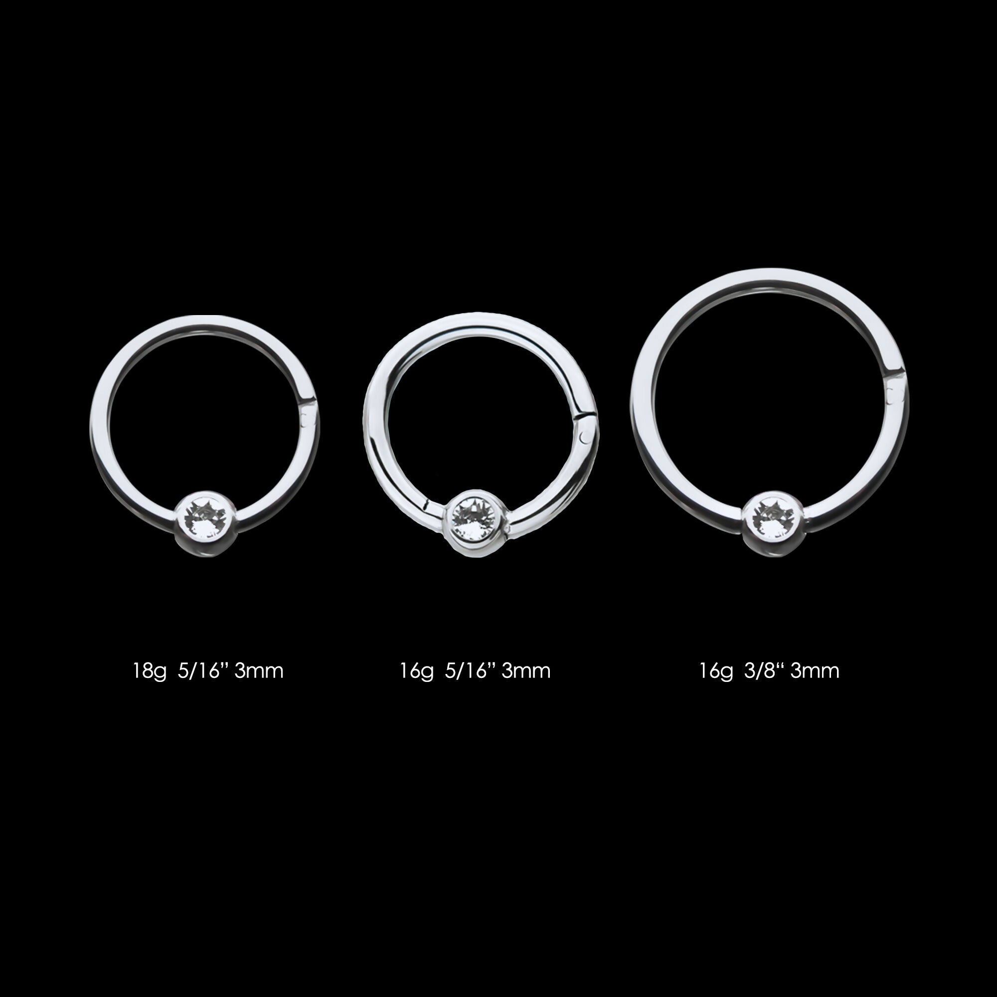 Bezel Set Gem Hinged Segment Ring Earring / Nosering – Titanium