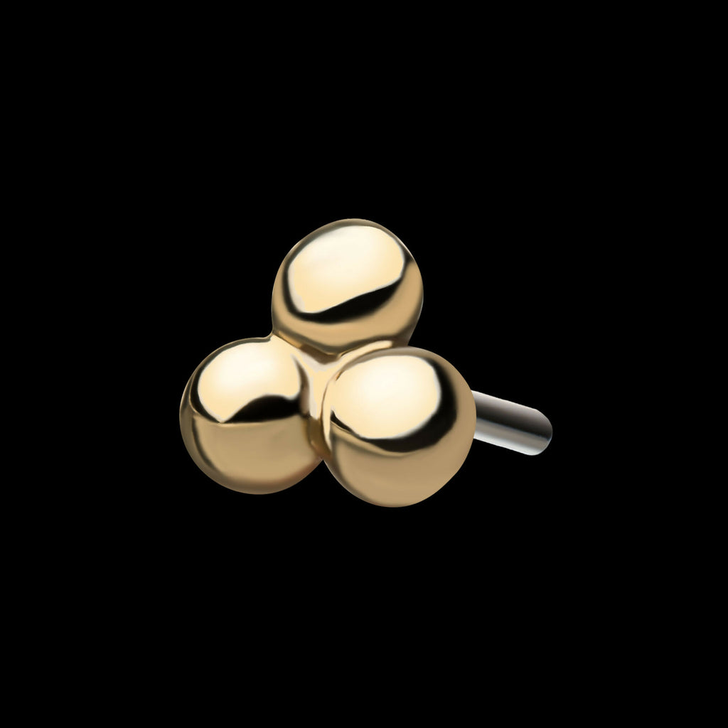 14Kt Gold Threadless Small Trinity Ball Top