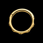 24Kt Gold PVD Titanium Bamboo Design Side Facing Hinged Segment Clicker Hoop Earring / Nosering