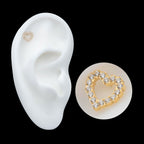 24Kt Gold PVD Titanium Threadless Pave Set Gem Hollow Heart Top