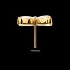 24Kt Gold PVD Titanium Threadless 4-Marquise Flower Gem Top