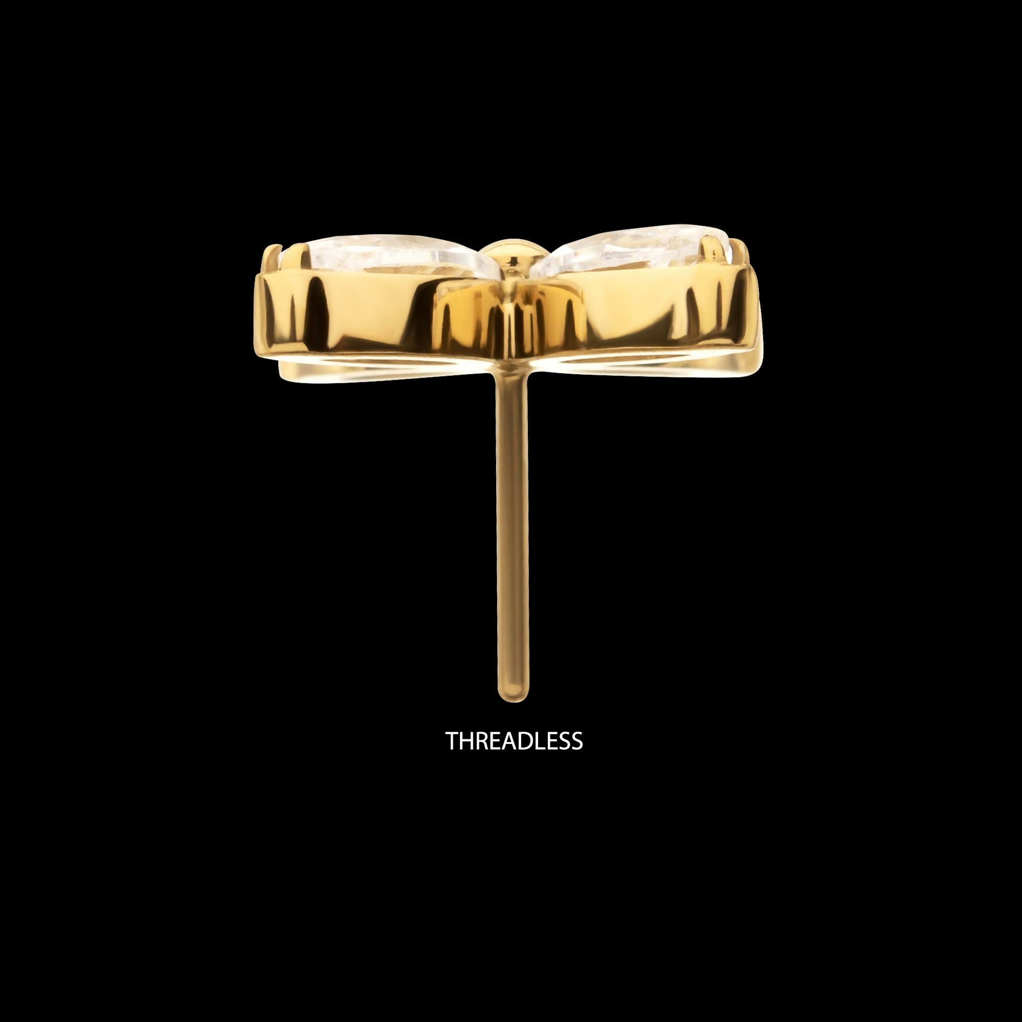 24Kt Gold PVD Titanium Threadless 4-Marquise Flower Gem Top