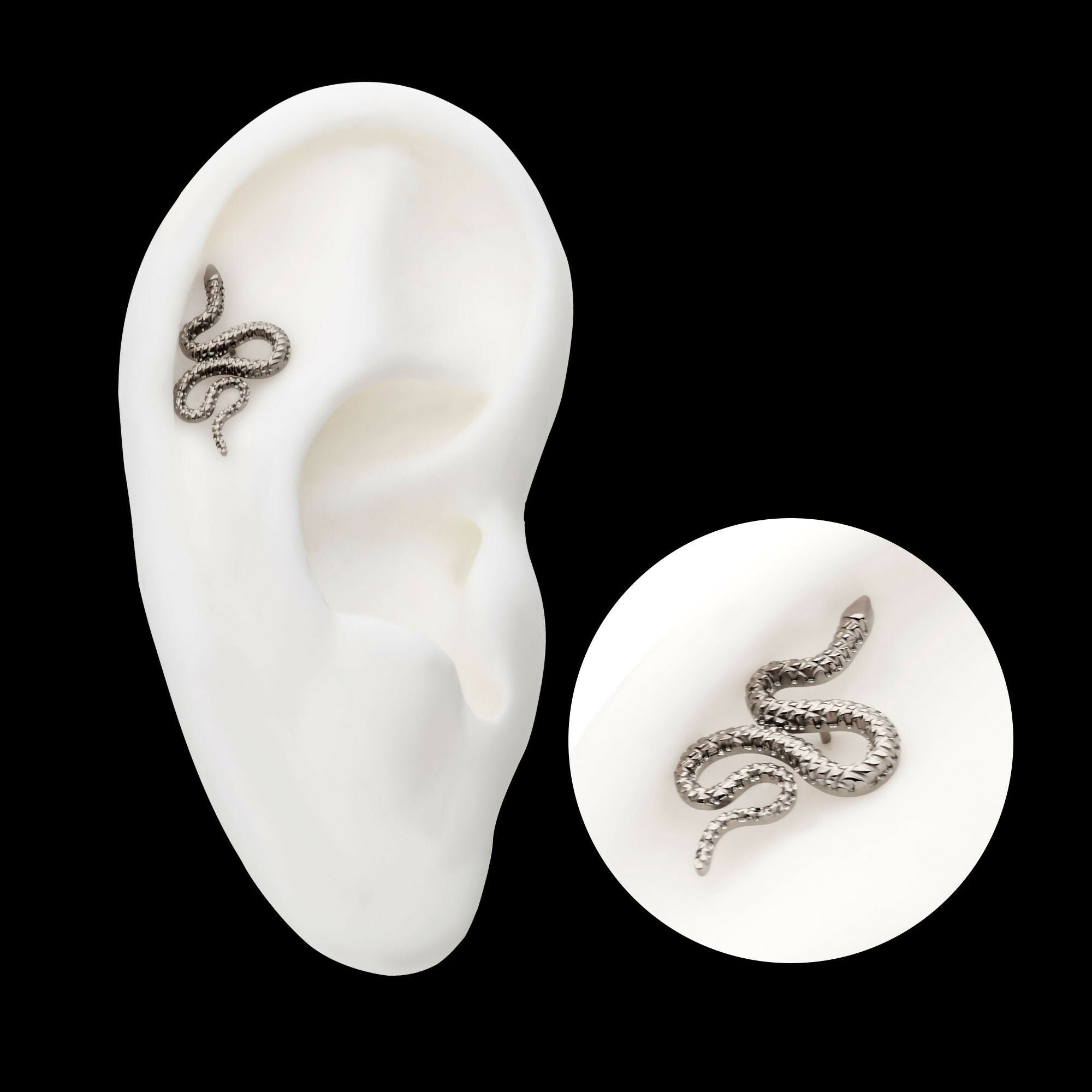 Titanium Threadless Diamond Pattern Snake Top