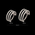 CNC Set Clear CZ Hoops Triple Row Side Facing Hinged Segment Clicker Earring / Nosering – Titanium