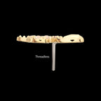 14Kt Gold Threadless Sculptural S-shaped Snake Top with 9 Pave Set Gem