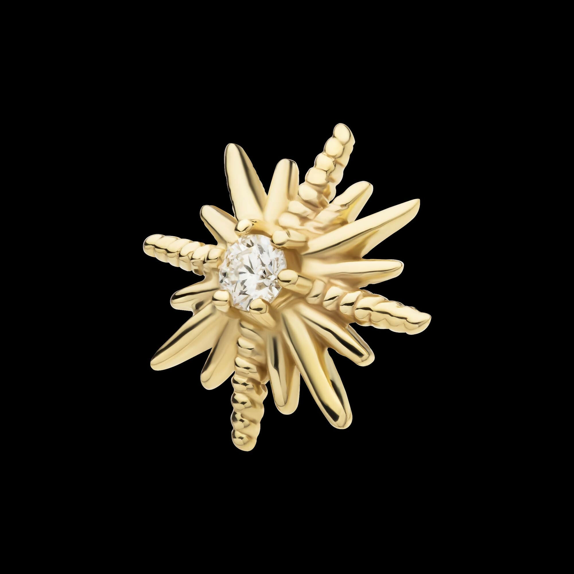 14Kt Gold Threadless Sunburst Top with 6-Prong Lab-Grown