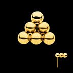 24Kt Gold PVD Titanium Threadless 6 Beads Pyramid Shape Top