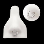 Pronged Baguette CZ Cluster Front Facing Hinged Segment Clicker Hoop Earring / Nosering – Titanium