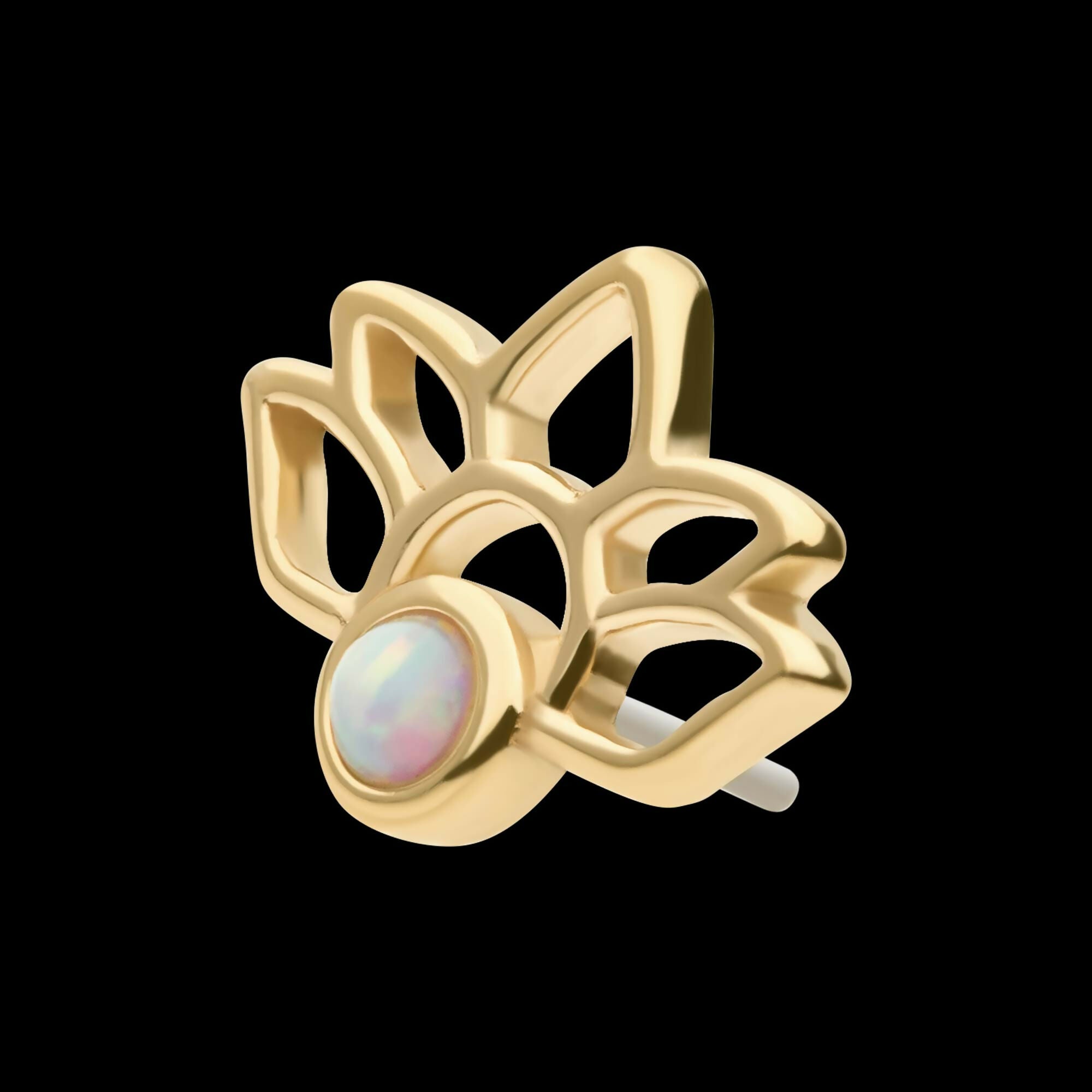 14Kt Yellow Gold Threadless Bezel Set Round Opal Lotus Top