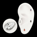 Titanium Threadless Prong Set Teardrop Shaped Gem Top