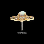 14Kt Yellow Gold Threadless with White Synthetic Opal, Round & Marquise Clear CZ Tiara Cluster Top