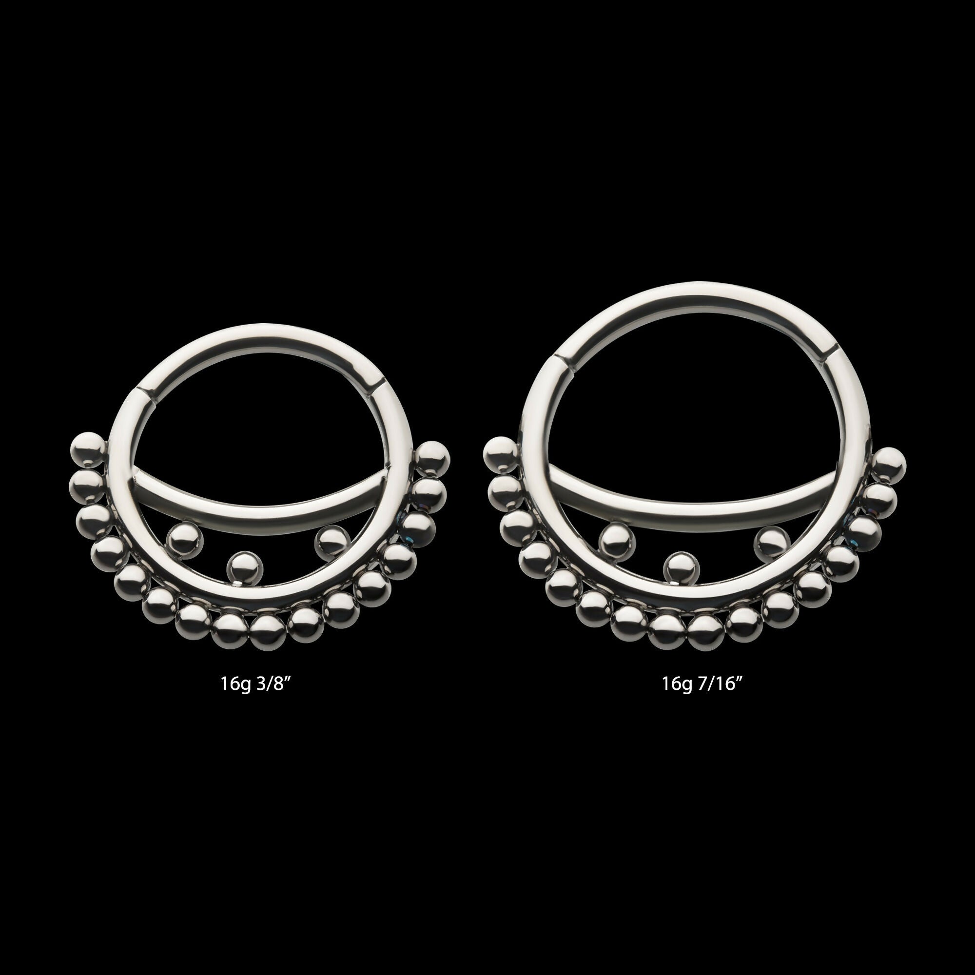 Smiley Design Cluster Beads Front Facing Hinged Segment Clicker Hoop Earring / Nosering – Titanium