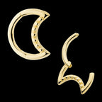 7 Bead Cluster Crescent Moon Shape Front Facing Hinged Segment Clicker Hoop Earring / Nosering – 14Kt Yellow Gold