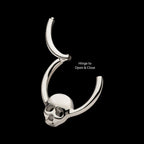Centered Skull Front Facing Hinged Segment Clicker Hoop Earring / Nosering – Titanium