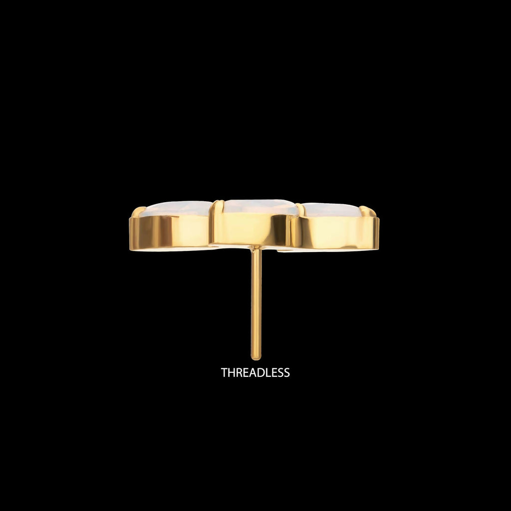 24Kt Gold PVD Titanium Threadless Vine Shape Top with 3-Tier Full Opalite Marquise