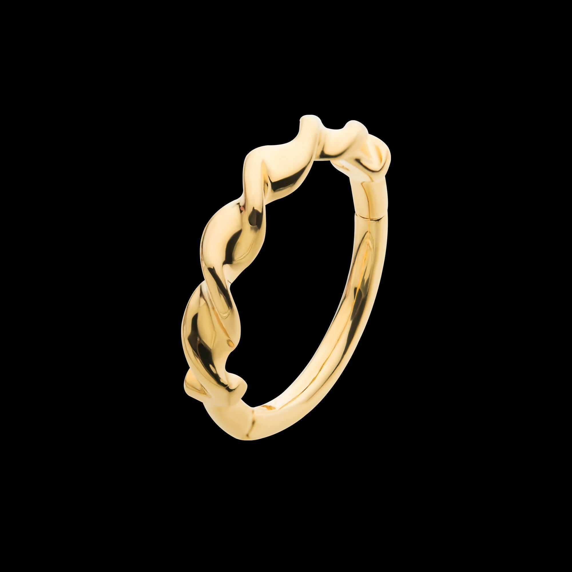 Twisted Style Side Facing Hinged Segment Clicker Hoop Earring / Nosering – 14Kt Yellow Gold