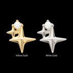 14Kt Gold Threadless Double Celestial Star Top with Prong Set Gem