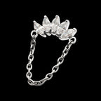 Titanium Threadless 5-Cluster Marquise AAA CZ Top with Dangle Chain