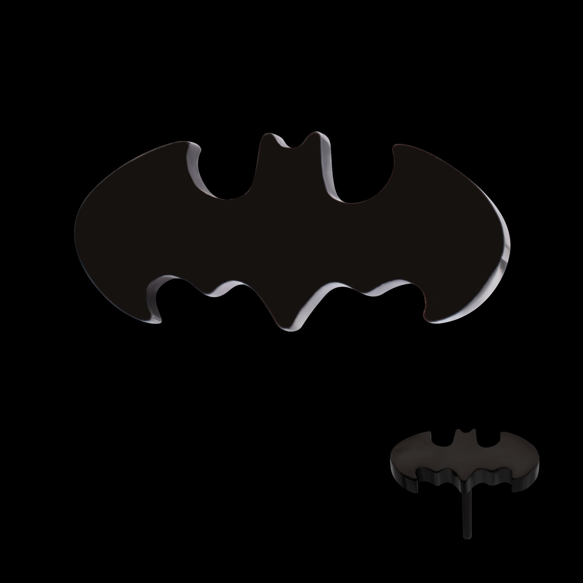 DC Comics Batman Logo Flatback Stud Earring / Nosering - Black PVD Titanium
