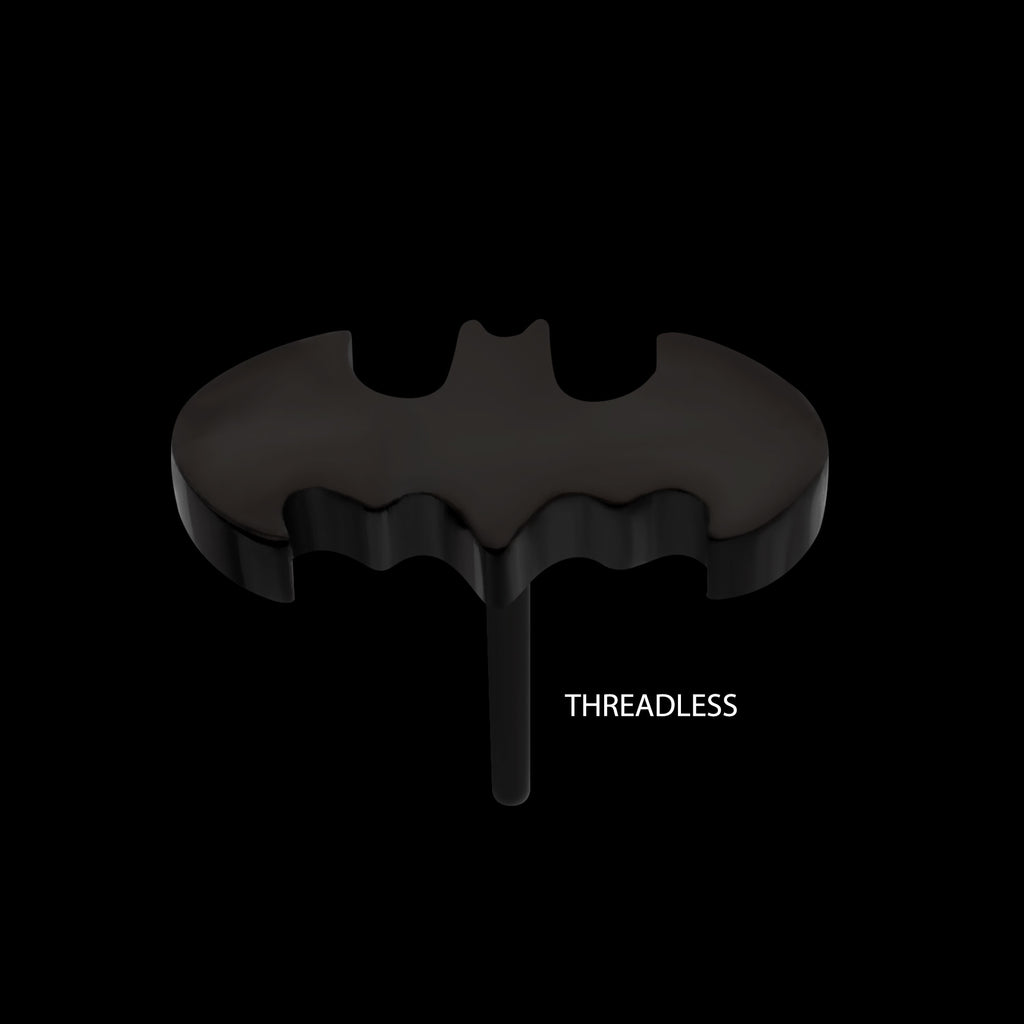 DC Comics Batman Logo Flatback Stud Earring / Nosering - Black PVD Titanium