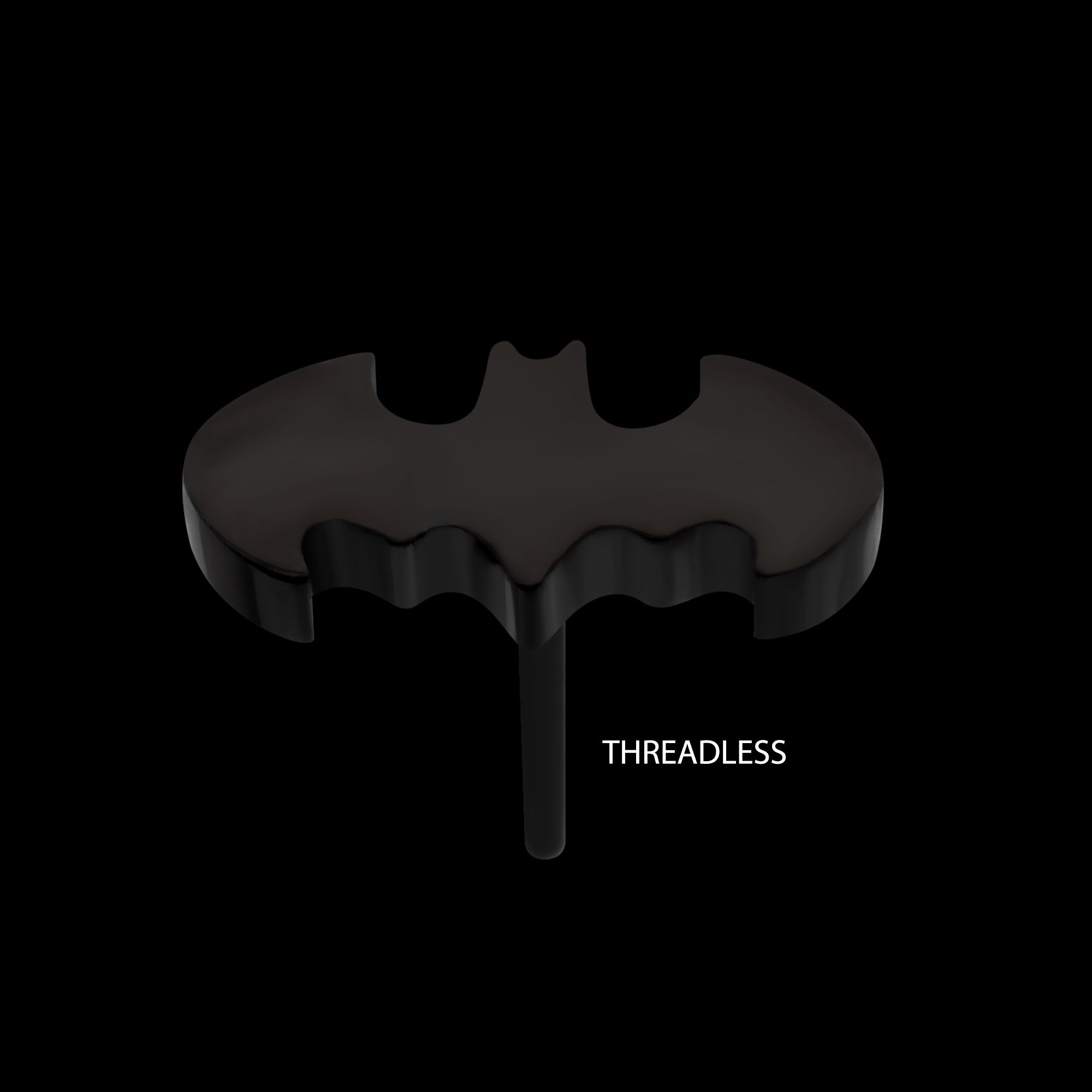 DC Comics Batman Logo Flatback Stud Earring / Nosering - Black PVD Titanium