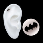 DC Comics Batman Logo Flatback Stud Earring / Nosering - Black PVD Titanium
