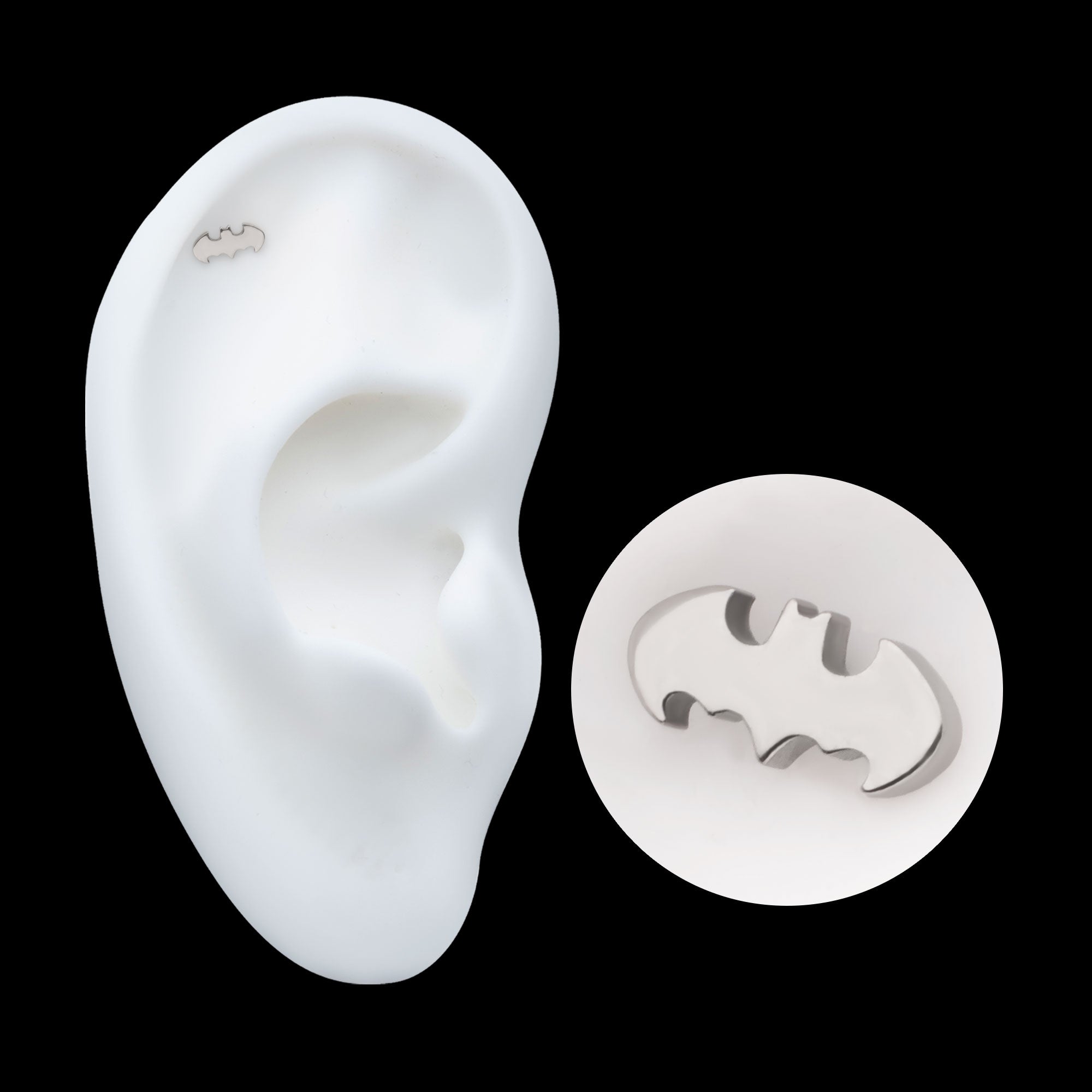DC Comics Batman Logo Flatback Stud Earring / Nosering - Titanium