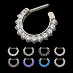 Titanium 12-Cluster CZ/Opal Septum Clickers