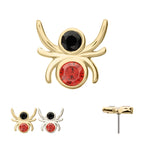 Spider with Double Bezel Gem Flatback Stud Earring / Nosering - Gem in 14Kt Gold