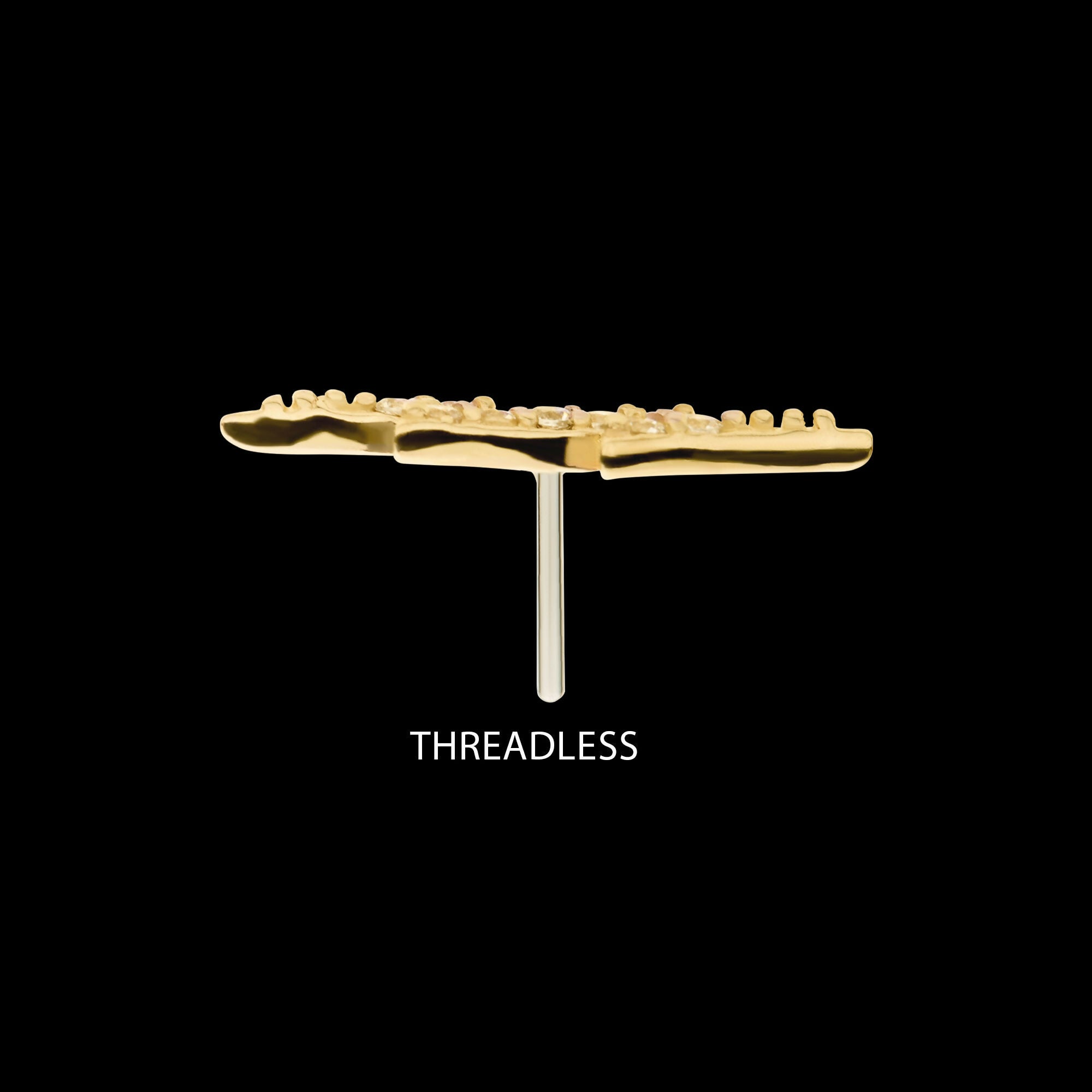 14kt Yellow Gold Threadless with Prong Set CZ Lightning Bolt Top