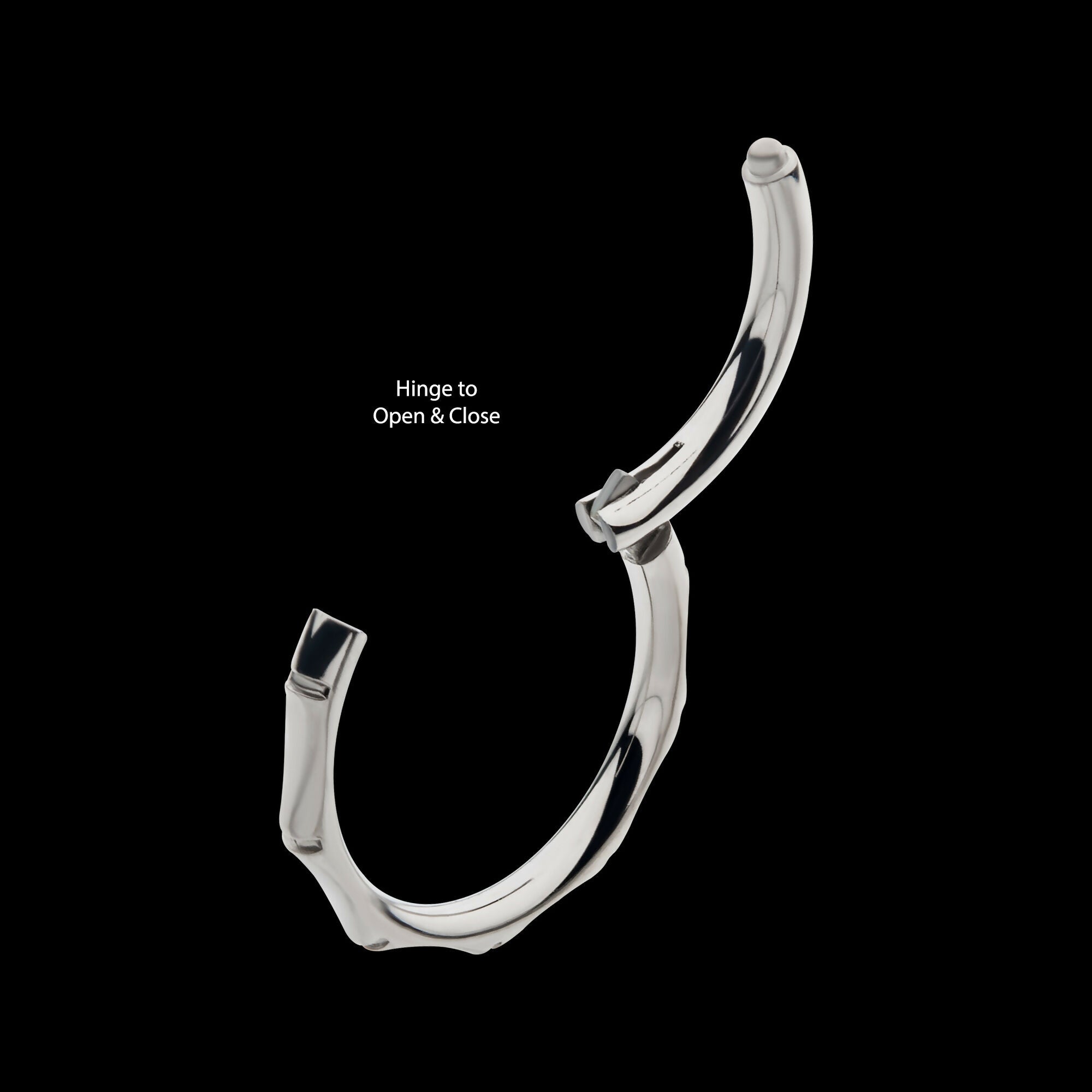 Bamboo Design Side Facing Hinged Segment Clicker Hoop Earring / Nosering – Titanium