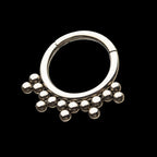 5 Cluster Trio Beads Front Facing Hinged Segment Clicker Hoop Earring / Nosering – Titanium