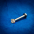 14Kt Yellow Gold Threadless with Prong Set Genuine Top