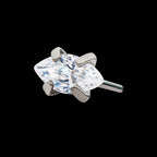 Titanium Threadless with Prong Set Marquise Clear AAA CZ Top