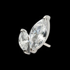 Titanium Threadless Prong Set Marquise CZ 2-Cluster Top