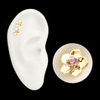 14Kt Yellow Gold Threadless Cherry Blossom Flower Top with Prong Set Gem