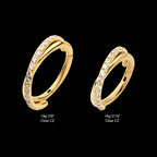 24Kt Gold PVD Titanium Double Hoop Side Facing Hinged Segment Clicker with CNC Set Round CZ Earring / Nosering