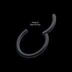 Black PVD Titanium Basic Hinged Segment Clicker Hoop Earring / Nosering