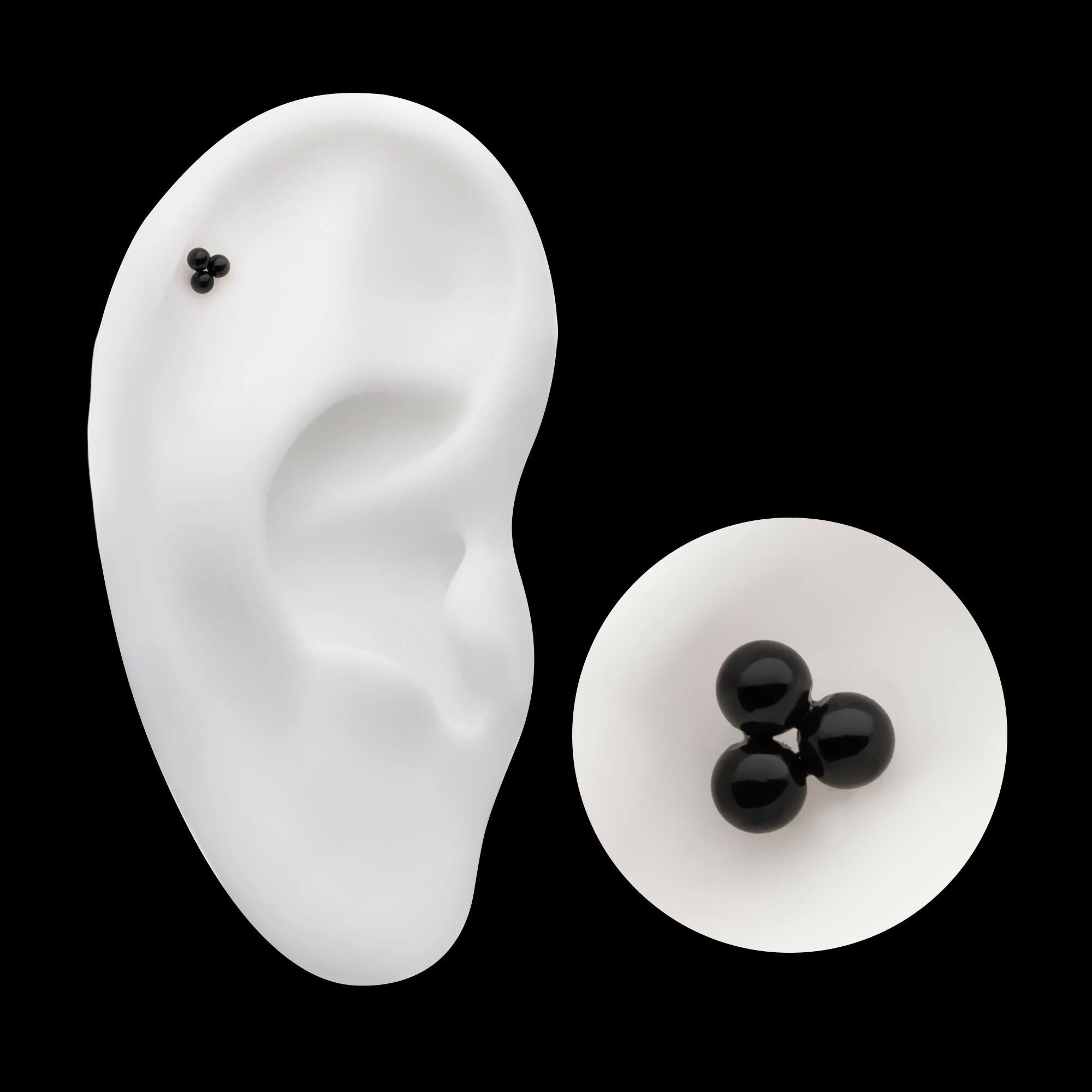 Black PVD Titanium Threadless Trinity Ball Top